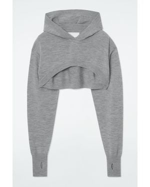 COS Cropped Wool Hoodie - Grey