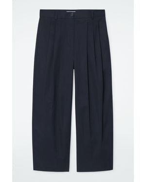 COS Pleated Barrel-leg Cotton Pants - Blue