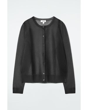 COS Sheer Fine-Knit Cardigan - Black