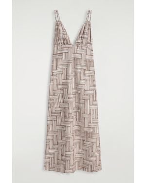 COS Printed V-Neck Maxi Dress - Brown