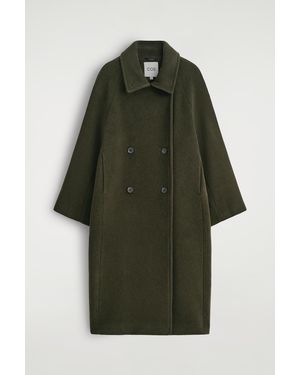 COS Oversized Double-Breasted Wool Long Coat - Green
