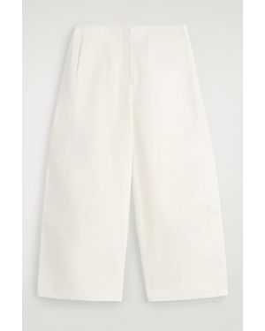 COS Cropped Barrel-Leg Cotton Pants - Natural