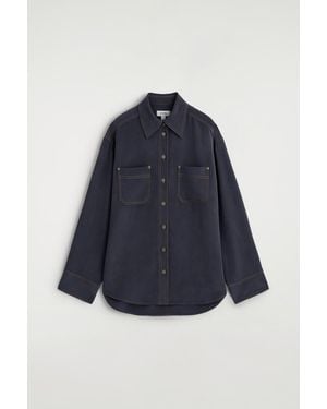 COS Denim-Effect Silk Shirt - Blue