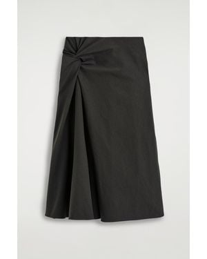 COS Twist-Detail Jersey Midi Skirt - Black