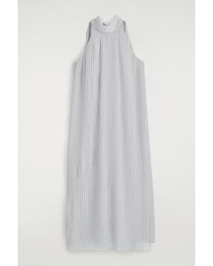 COS Pleated Halterneck Maxi Dress - White