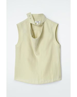 COS Sleeveless Cut-Out Cowl-Neck Blouse - Green
