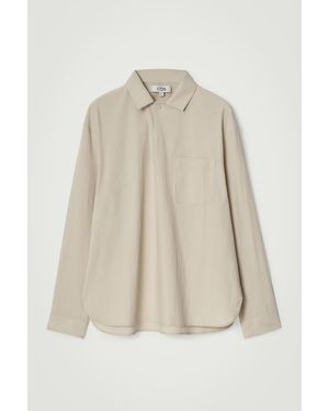 COS Cotton-Seersucker Popover Shirt - Natural