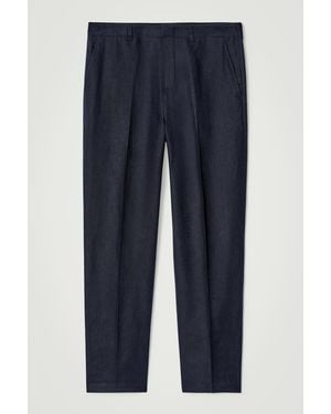 COS Relaxed Linen Tapered Pants - Blue