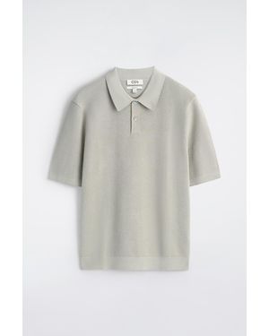 COS Waffle-Knit Cotton Polo Shirt - Grey