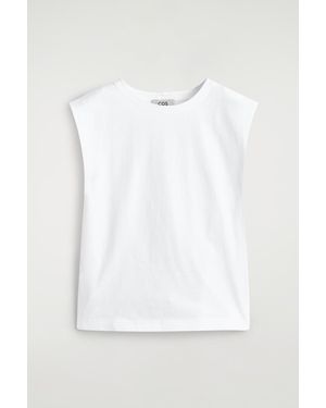 COS Folded-Shoulder Cotton-Jersey Tank Top - White