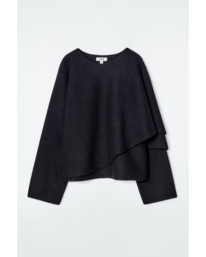 COS Scarf-Detail Wool Cape - Blue