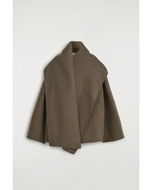 COS Double-Faced Wool-Blend Scarf Jacket - Brown