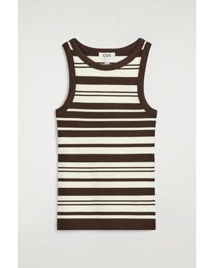 COS Ribbed Cotton Tank Top - Brown