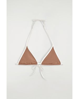 COS Contrast-Trimmed Triangle Bikini Top - Brown