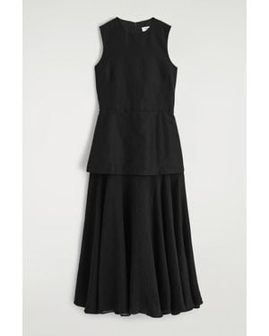 COS Layered Peplum Midi Dress - Black