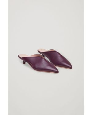 COS Leather Kitten-heel Mules - Red
