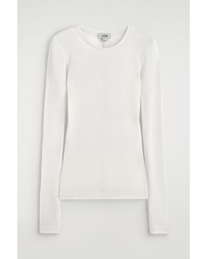 COS Slim Merino Wool Top - Natural