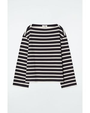 COS Striped Boat-neck Top - Black