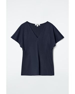 COS Petal-Sleeve Cotton Top - Blue