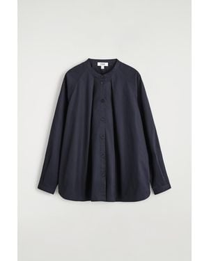 COS Grandad-Collar Cotton Shirt - Blue