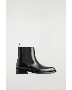 COS Square-Toe Leather Chelsea Boots - Black