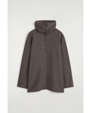 COS Fluid Funnel-Neck Blouse - Brown