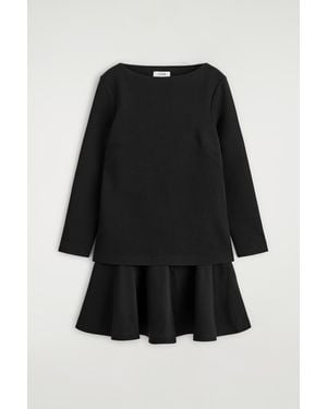 COS Layered Long-Sleeved Mini Dress - Black