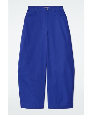 COS Deconstructed Cotton Barrel-Leg Pants - Blue