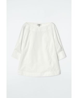 COS Voluminous Boat-neck Cotton Blouse - White