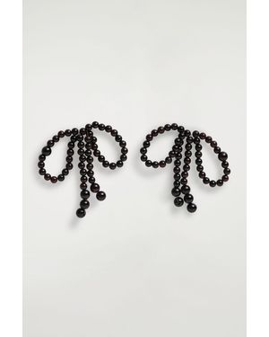 COS Garnet Bow Earrings - Black
