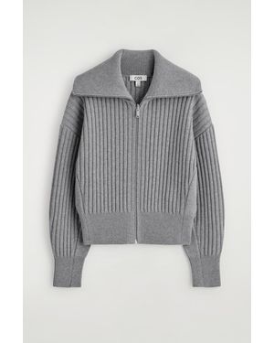 COS Ribbed Merino Wool Jacket - Grey
