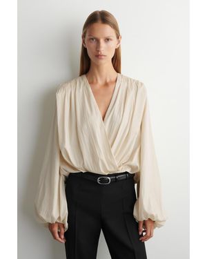 COS Wickelbluse Mit Raffungen - Natur