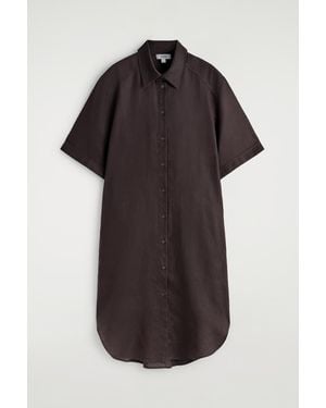 COS Short-Sleeved Linen Shirt Dress - Black