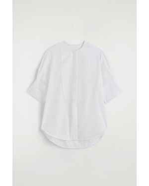 COS Bib-Front Stripe-Jacquard Cotton Shirt - White