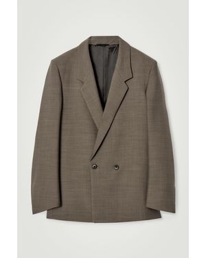 COS Relaxed Double-Breasted Wool-Blend Blazer - Brown