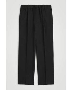 COS Wool-Twill Pleated Elasticated Trousers - Black
