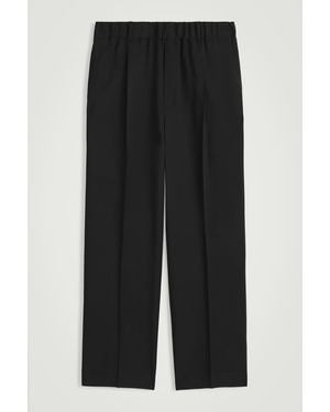 COS Wool-Twill Pleated Elasticated Pants - Black