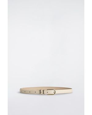 COS Saffiano Leather Belt - White