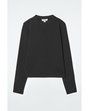 COS Clean Cut Regular Long-sleeved T-shirt - Black