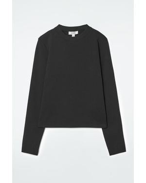 COS Clean Cut Regular Long-sleeved T-shirt - Black