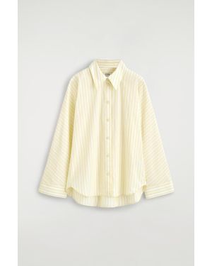 COS Pleated Striped Cotton Shirt - Natural