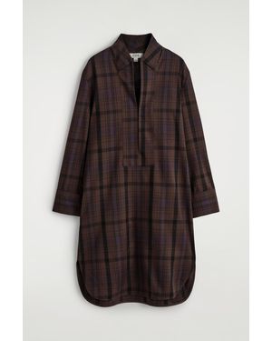 COS Checked Wool-Blend Shirt Dress - Brown