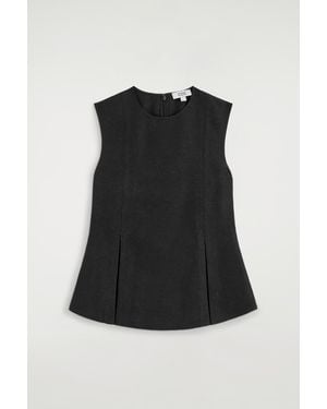 COS Pleated Peplum Top - Black