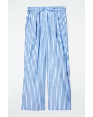 COS Pinstriped Cotton Pyjama Trousers In Blue