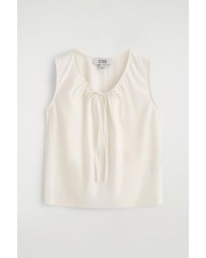 COS Gathered-Neck Jersey Tank Top - Natural