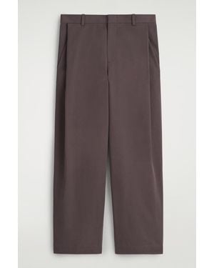COS Wide-Leg Pleated Cotton Pants - Brown
