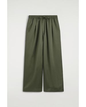 COS Pantalon À Plis Et Taille Ajustable En Satin - Vert