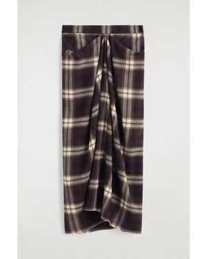 COS Draped Checked Midi Skirt - Black
