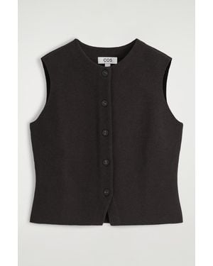 COS Knitted Cotton Waistcoat - Black