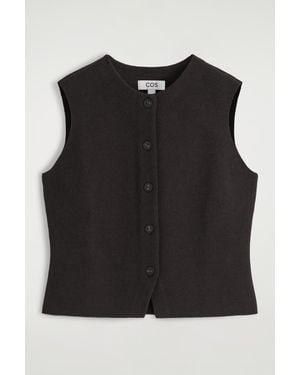 COS Knitted Cotton Waistcoat - Black